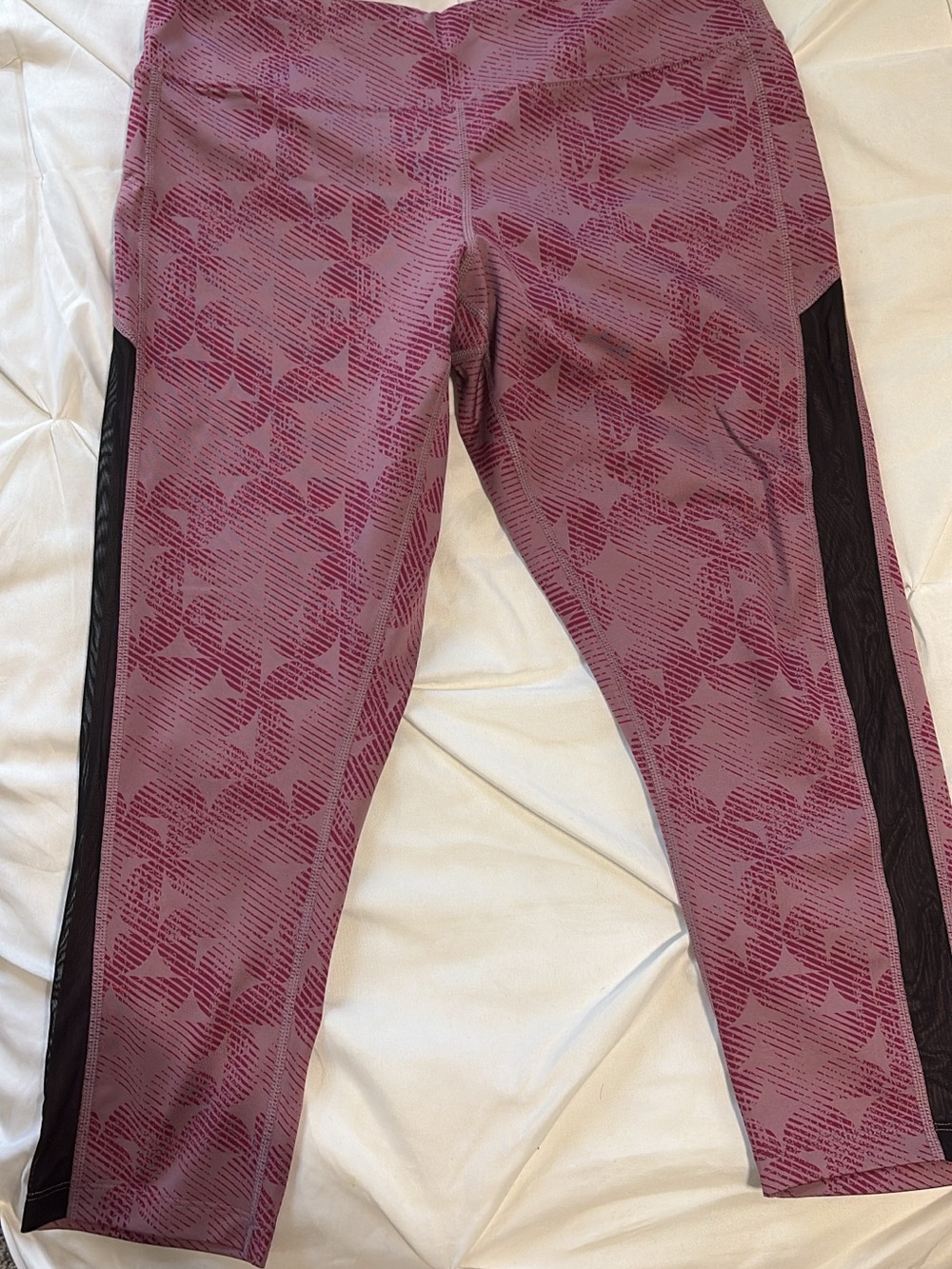 Asics Pink Patterned Capris with Black Side Panels